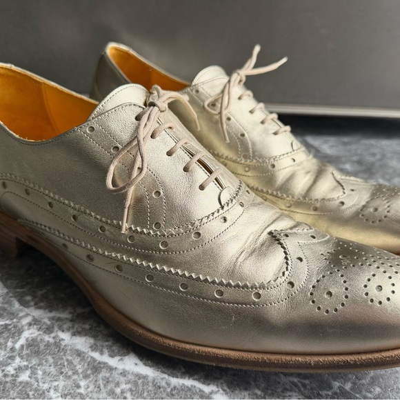 Men's Gold Brogue Dress Shoes - Picture 7 of 7